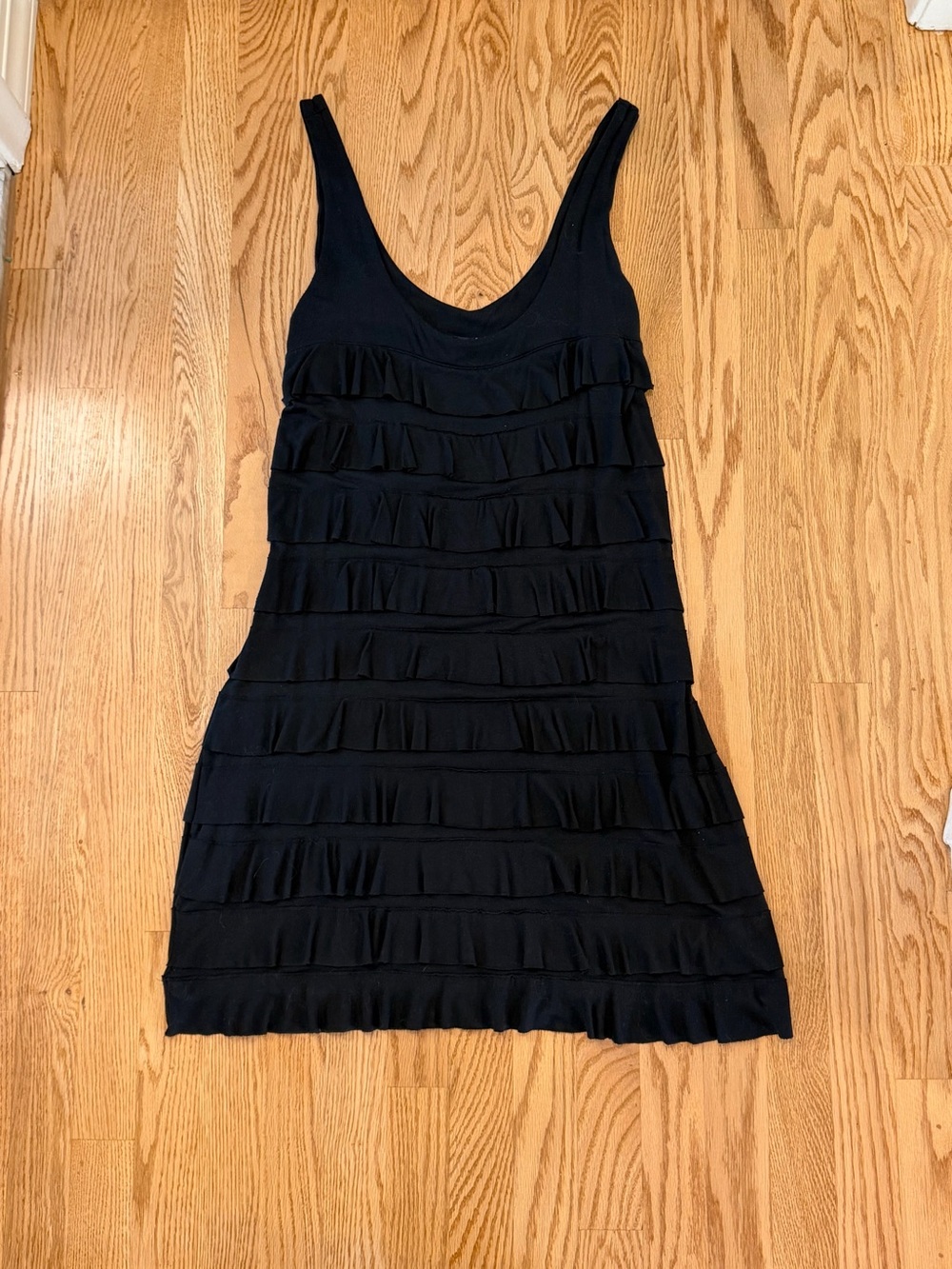 Express Black Sleeveless Ruffle Mini Dress